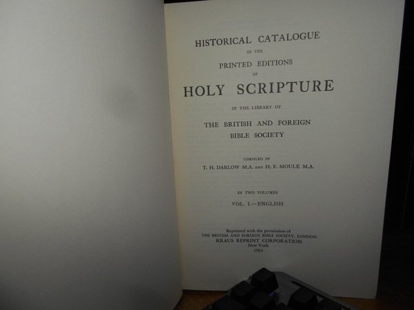 HISTORICAL CATALOGUE of the Printed Editions HOLY SCRIPTURE in The …