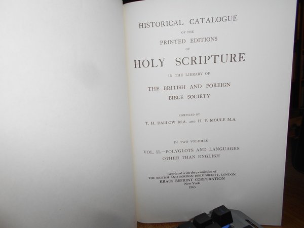 HISTORICAL CATALOGUE of the Printed Editions HOLY SCRIPTURE in The …