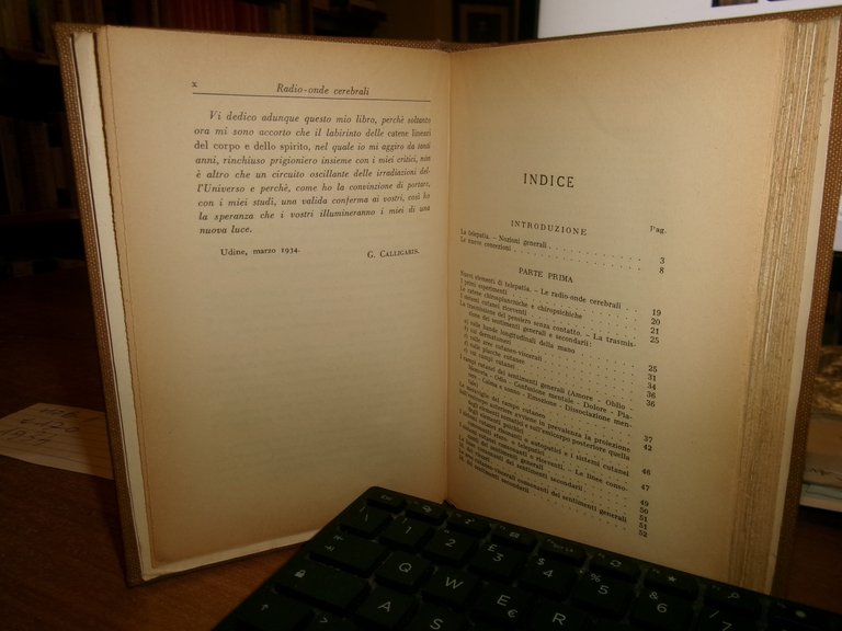 (Hoepli) TELEPATIA e RADIO-ONDE CEREBRALI. GIUSEPPE CALLIGARIS 1934