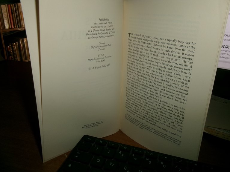 HOOKE'S MICROGRAPHIA 1665-1965. A. RUPERT HALL 1966