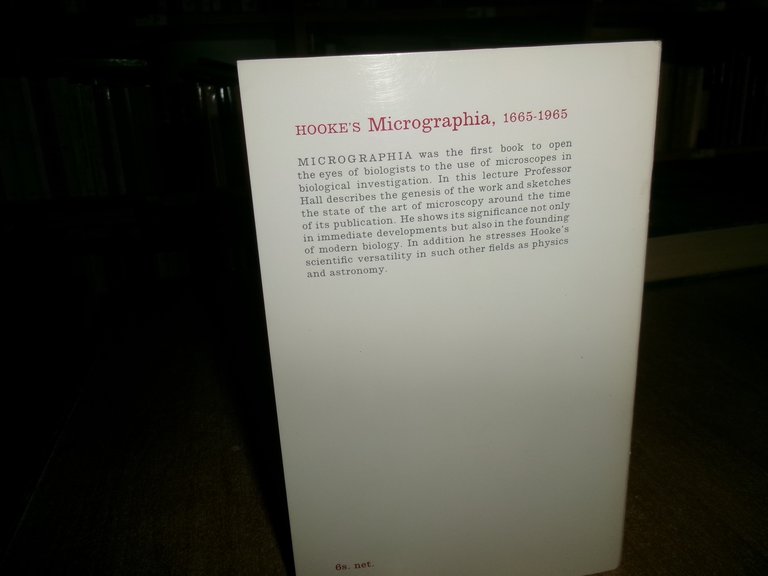 HOOKE'S MICROGRAPHIA 1665-1965. A. RUPERT HALL 1966