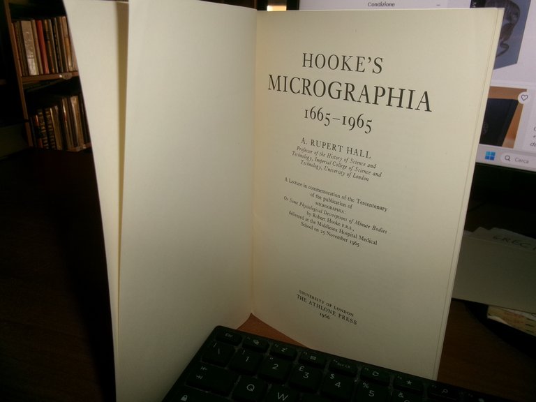 HOOKE'S MICROGRAPHIA 1665-1965. A. RUPERT HALL 1966
