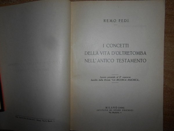 I concetti della vita d' oltretomba nell' antico testamento