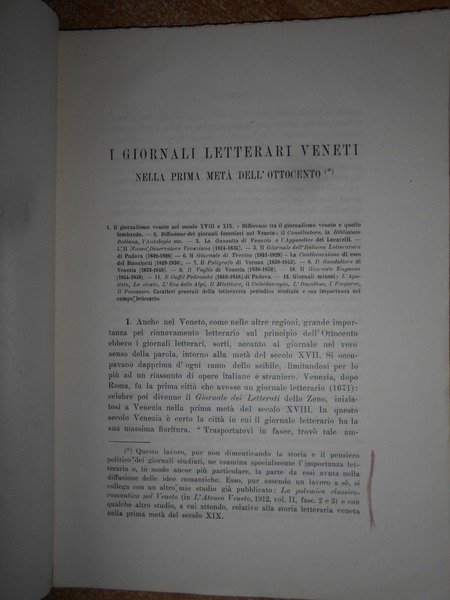 I Giornali Letterari Veneti nella prima metà dell' Ottocento