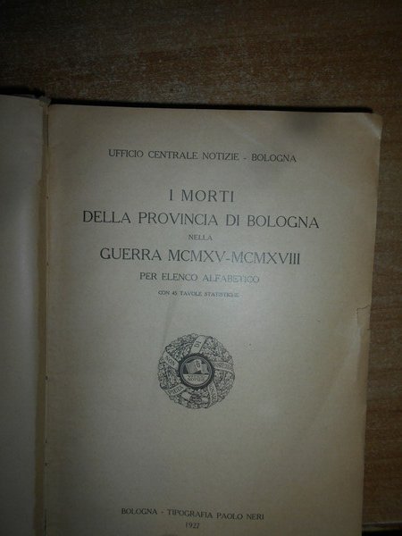 I Morti della Provincia di Bologna nella guerra MCMXV-MCMXVIII