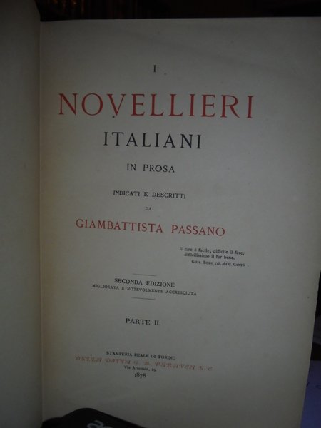 I Novellieri Italiani in Prosa indicati e descritti da GIAMBATTISTA …