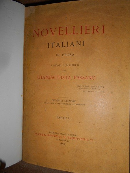 I Novellieri Italiani in Prosa indicati e descritti da GIAMBATTISTA …