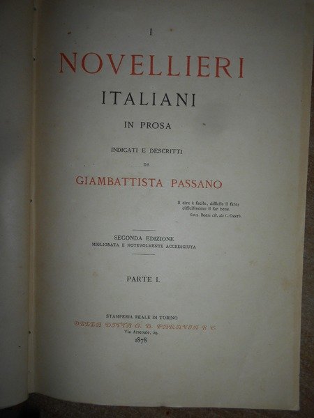 I Novellieri Italiani in Prosa indicati e descritti da GIAMBATTISTA …