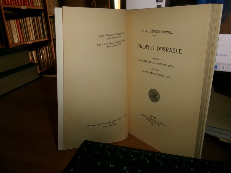 I Profeti d' Israele. Carlo Enrico Cornill 1983