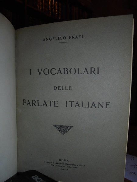 I VOCABOLARI DELLE PARLATE ITALIANE
