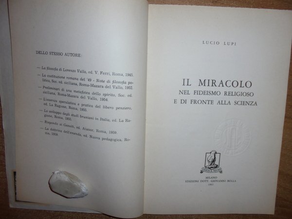 Il Miracolo nel fideismo religioso e di fronte alla scienza