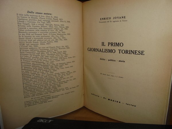 IL PRIMO GIORNALISMO TORINESE. Diritto-Politica-Storia