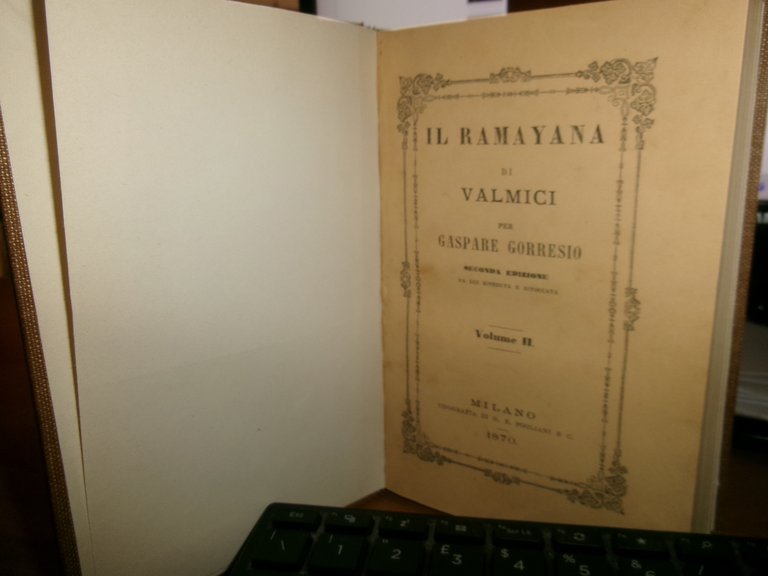 IL RAMAYANA di VALMICI per Gaspare Gorresio 1868 - 1870
