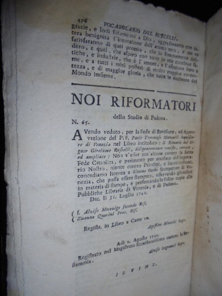 IL RIMARIO DEL SIGNOR GIROLAMO RUSCELLI COLLA DICHIARAZIONE, COLLE REGOLE, …