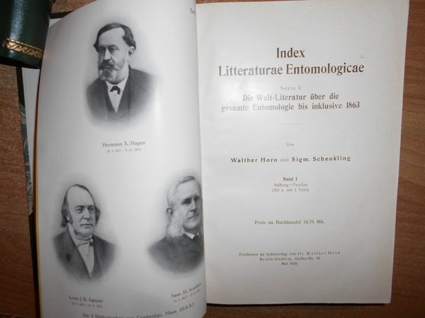 INDEX Litteraturae Entomologicae. Die Welt-Literatur uber die gesamte Entomologie bis …