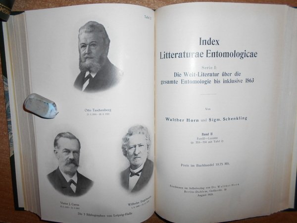 INDEX Litteraturae Entomologicae. Die Welt-Literatur uber die gesamte Entomologie bis …