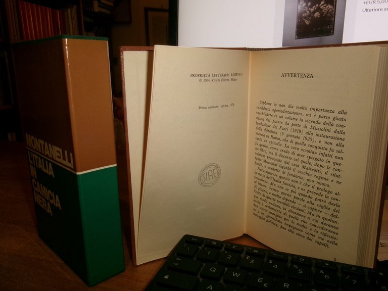 INDRO MONTANELLI. L' Italia in Camicia Nera prima edizione 1976