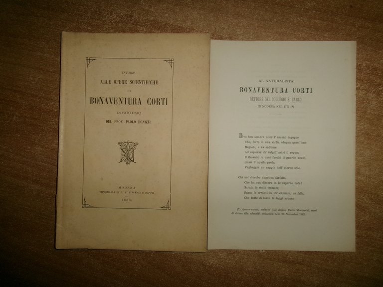 Intorno alle opere scientifiche dell'Abate Bonaventura Corti...PAOLO BONIZZI 1883