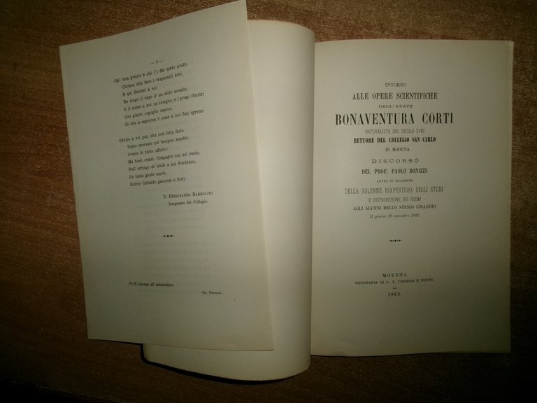 Intorno alle opere scientifiche dell'Abate Bonaventura Corti...PAOLO BONIZZI 1883