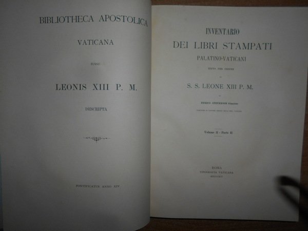 INVENTARIO DEI LIBRI STAMPATI PALATINO-VATICANI Edito per ordine di S. …