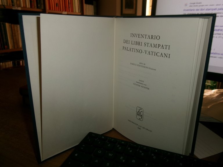 INVENTARIO DEI LIBRI STAMPATI PALATINO-VATICANI. ENRICO STEVENSON Giuniore 1969