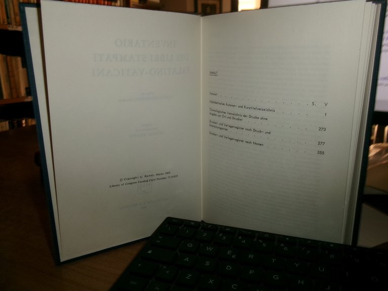 INVENTARIO DEI LIBRI STAMPATI PALATINO-VATICANI. ENRICO STEVENSON Giuniore 1969