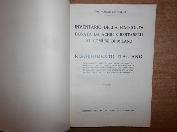 INVENTARIO DELLA RACCOLTA DONATA DA ACHILLE BERTARELLI AL COMUNE DI …