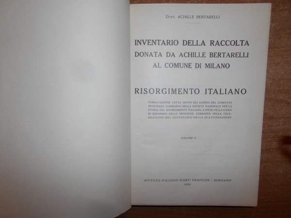 INVENTARIO DELLA RACCOLTA DONATA DA ACHILLE BERTARELLI AL COMUNE DI …