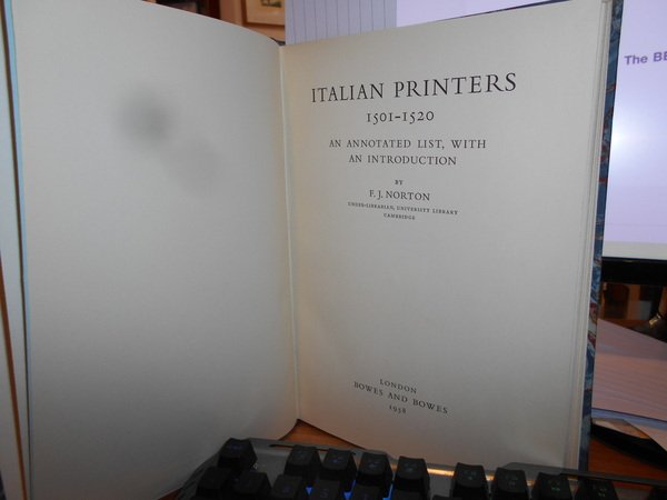 ITALIAN PRINTERS 1501 - 1520 an annotated list, with an …