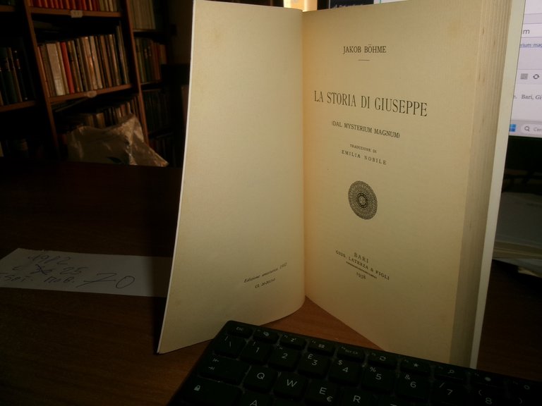 Jakob Bohme. La Storia di Giuseppe dal Mysterium Magnum 1982