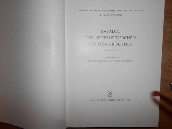 Katalog der Lipperheideschen Kostümbibliothek