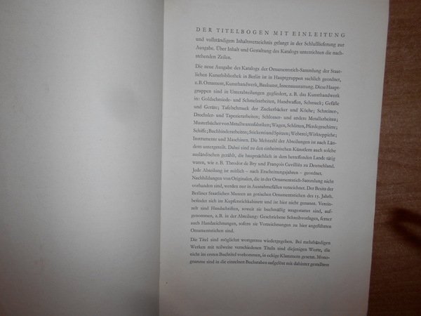 Katalog der Ornamentstichsammlung der Staatlichen Kunstbibliothek Berlin