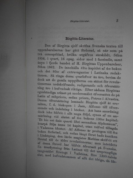Kongl. Bibliotekets Handlingar. Årsberättelse för år 1883.Bibliografi Birgitta-Literatur