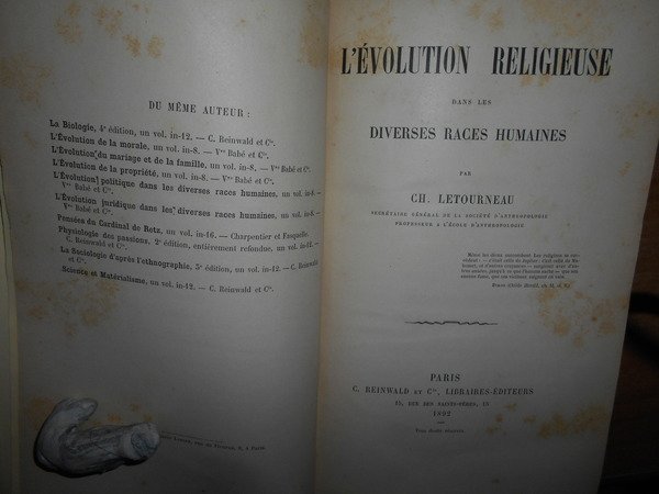 L' évolution Religieuse dans les diverses races humaines