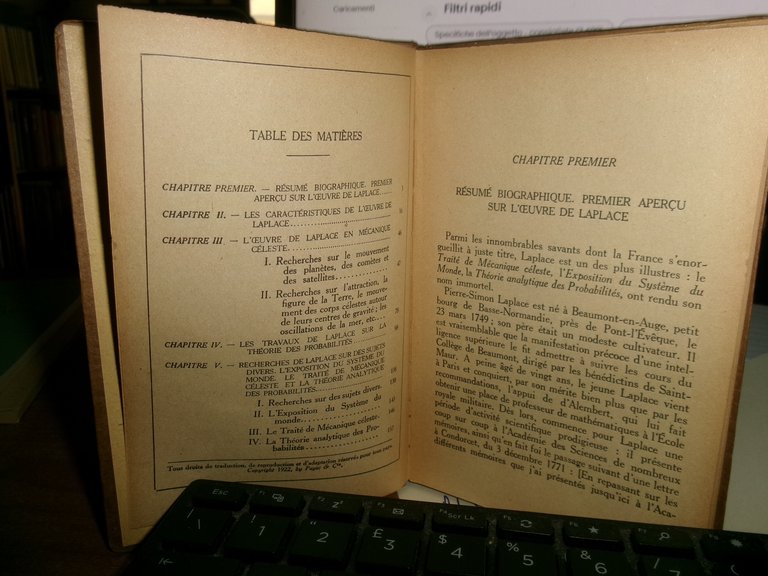 L' OEUVRE SCIENTIFIQUE de LAPLACE par H. Andoyer 1922