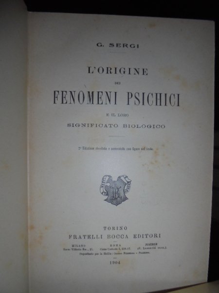 L' origine dei fenomeni psichici e il loro significato biologico.