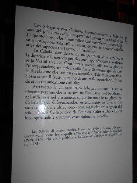 L' Uomo e l' assoluto secondo la cabala