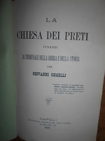 La Chiesa dei Preti innanzi al Tribunale della Bibbia e …