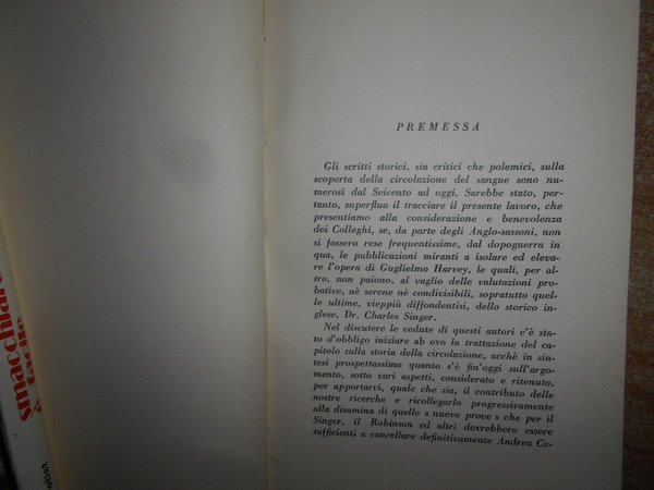 La Circolazione del Sangue scoperta da Andrea Cesalpino d' Arezzo