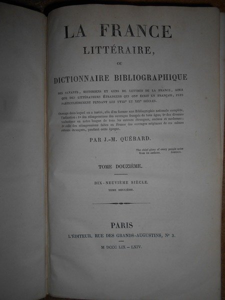 La France Littéraire ou Dictionnaire Bibliographique. Les écrivains Pseudonymes et …