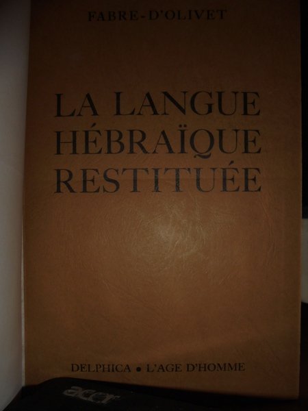 La langue HÉBRAÏQUE restituée