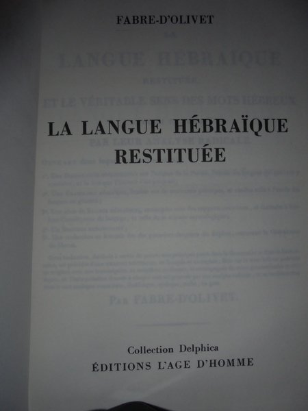 La langue HÉBRAÏQUE restituée