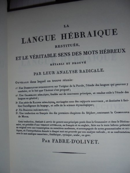 La langue HÉBRAÏQUE restituée