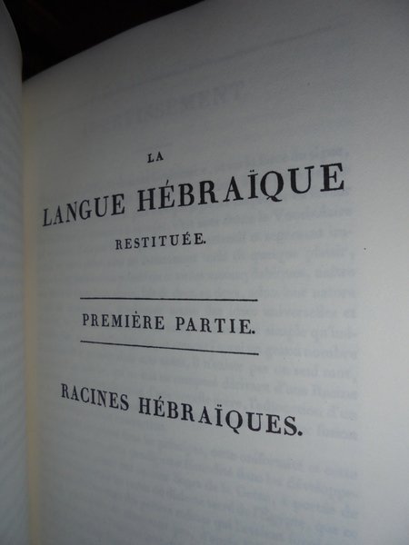 La langue HÉBRAÏQUE restituée