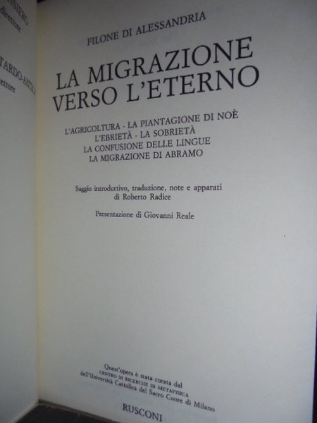 La migrazione verso l' eterno