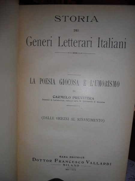 LA POESIA GIOCOSA E L'UMORISMO. VOL. I: DALLE ORIGINI AL …