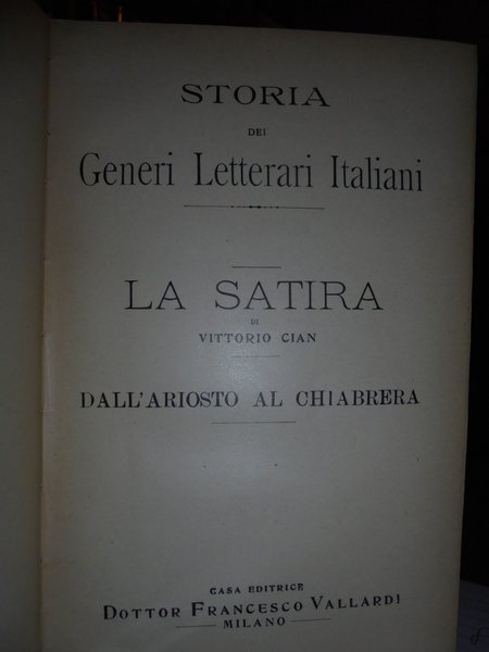 LA SATIRA. Da Medio Evo al Pontano. Dall' Ariosto al …