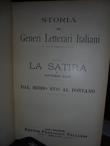 LA SATIRA. Da Medio Evo al Pontano. Dall' Ariosto al …