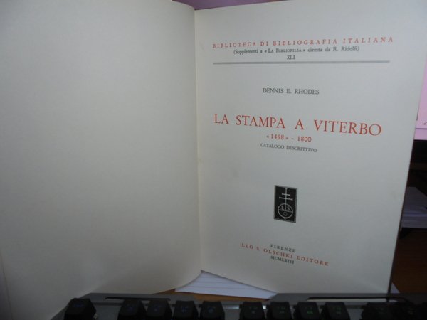 LA STAMPA A VITERBO << 1488 >> - 1800