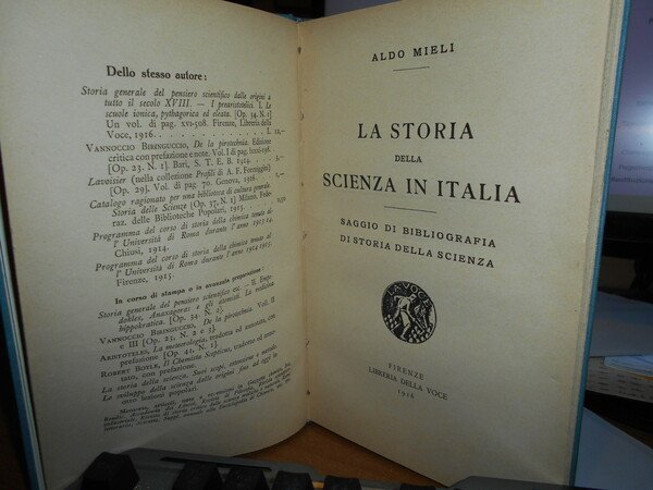 La Storia della Scienza in Italia